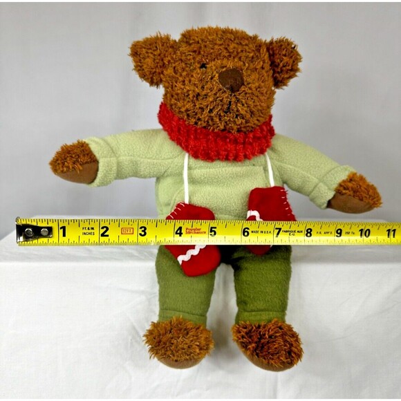 VINTAGE Hallmark 2002 Brown Teddy Bear w Red Mittens 12” Plush Christmas Winter - Picture 6 of 11